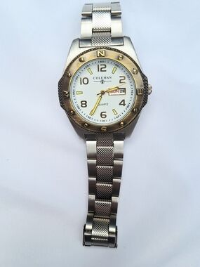 Coleman Two-Tone Stainless Steel Quartz Watch - White Dial - Works